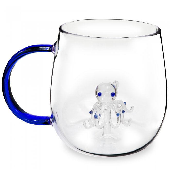 Taza de Vidrio 350 mL 3D Pulpo