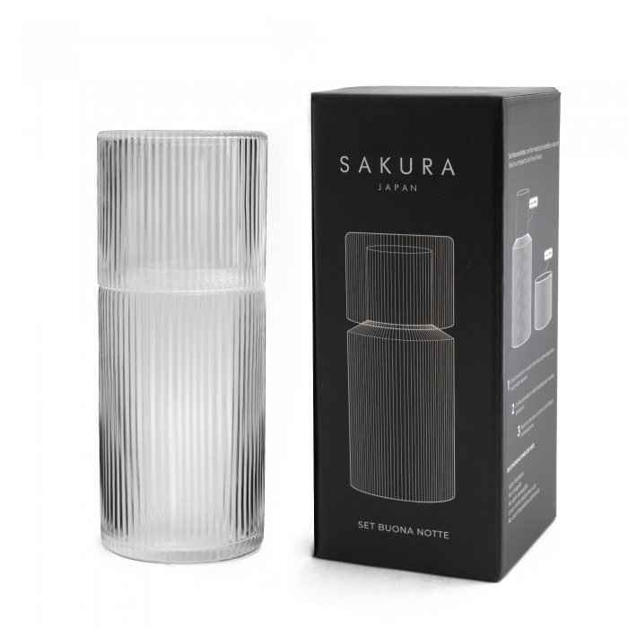 Jarra de Noche 520 mL + Vasito 220 mL Sakura Buona Notte Transparente