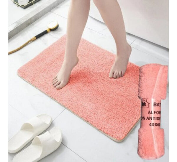 Alfombra Shaggy Antideslizante Salmon 60 cm X 40 cm Ba?o