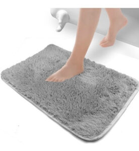 Alfombra Shaggy Antideslizante Gris 60 cm X 40 cm Baño