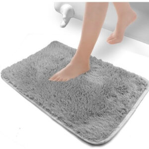Alfombra Shaggy Antideslizante Gris 60 cm X 40 cm Ba?o