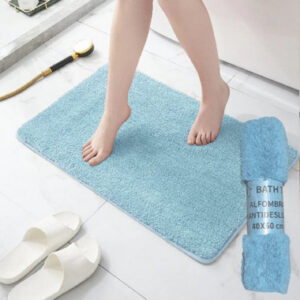 Alfombra Shaggy Antideslizante Celeste Claro 60 cm X 40 cm Ba?o