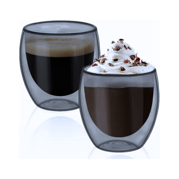 Vaso doble Vidrio 250 mL color Gris