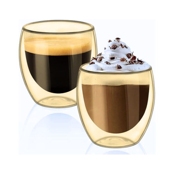 Vaso doble Vidrio 250 mL color Caramelo