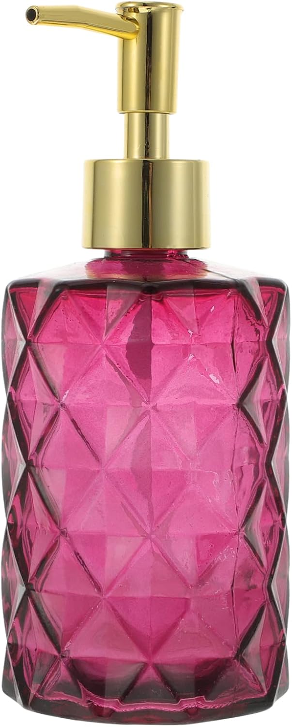 Dispenser de Jabon de Vidrio 350 mL Rombos Rosa