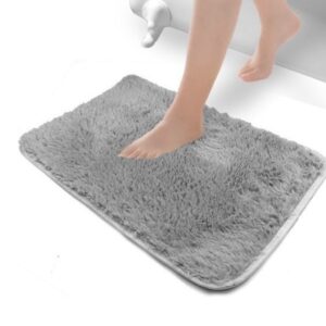 Alfombra Shaggy Antideslizante Gris 60 cm X 40 cm Baño