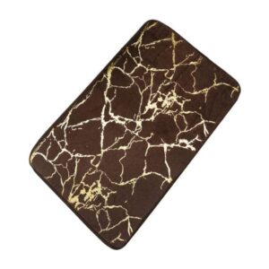 Alfombra de Baño 60 cm x 40 cm Modelo Grieta Marron y Dorado