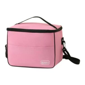 Canasto Lunchera Termico de Tela con Bolsillo Rosa