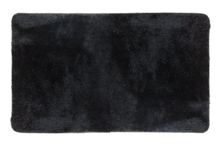 Alfombra Baño Antideslizante Negra Peluda Absorbente 50 cm x 80 cm