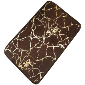 Alfombra de Baño 60 cm x 40 cm Modelo Grieta Marron y Dorado