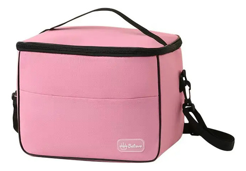Canasto Lunchera Termico de Tela con Bolsillo Rosa