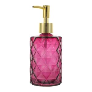Dispenser de Jabon de Vidrio 350 mL Rombos Rosa