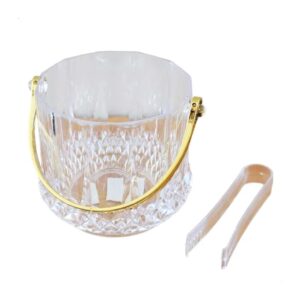 Hielera Cubetera con Pinza de Acrilico Transparente con Rombos Manija Dorada