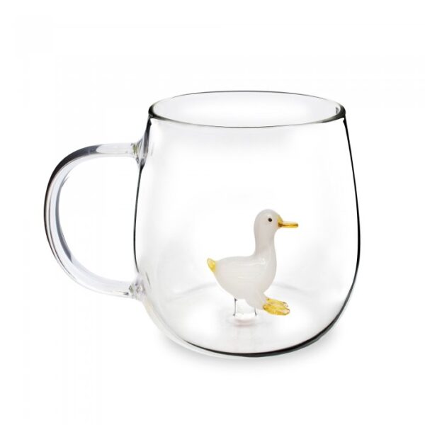 Taza de Vidrio 350 mL 3D Ganso