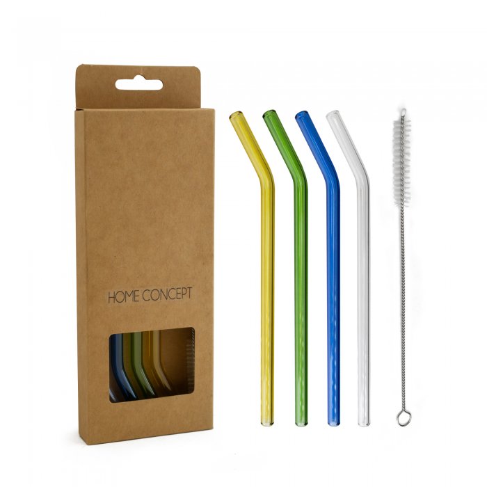 Set x4 Sorbetes de Vidrio Multicolor + Limpiador Home Concept