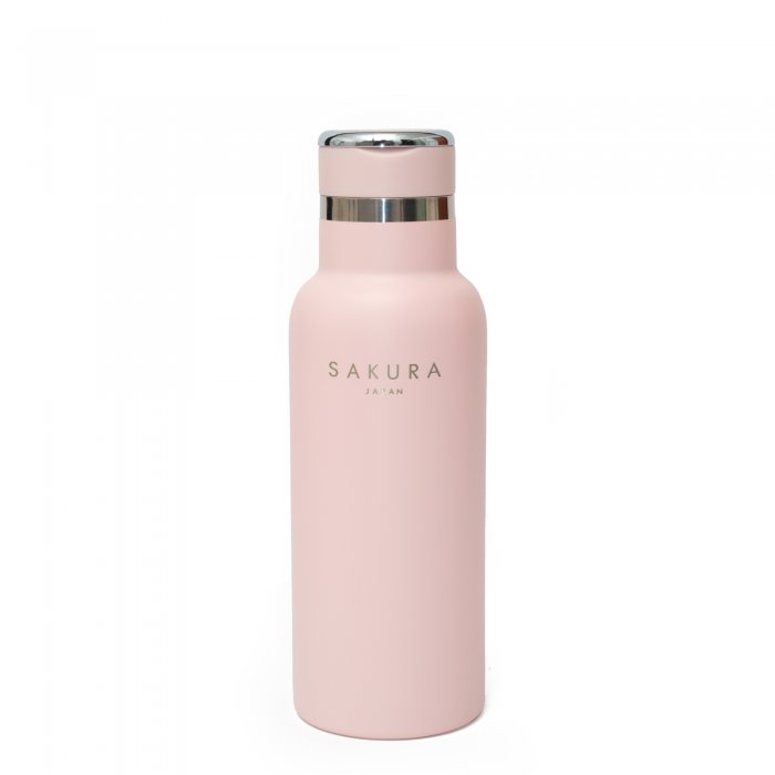 Botella Termica 500 mL Acero Inoxidable Rosa Mate Sakura