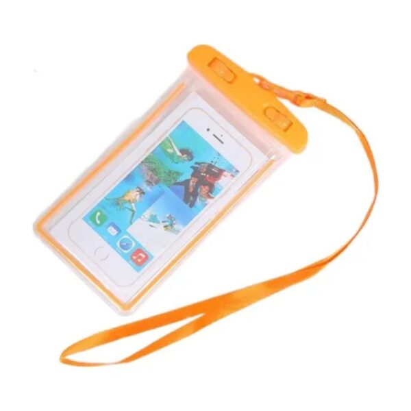 Funda Hermetica Sumergible para Celular 21 cm x 10.5 cm Naranja