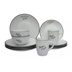 Set de Vajilla x16 Bowl + Plato de Postre + Plato Playo + Taza Mug Porcelana Cafe Bistro