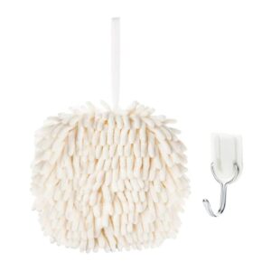 Toalla de Mano Microfibra Blanco + Ganchito PVC con Pegamento