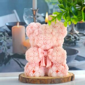 Vela Velon Aromatico de Cera de Soja Osito Rosa Aroma Rosas