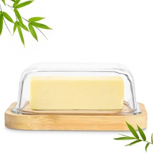 Mantequera Bambu con Tapa de Vidrio Sakura