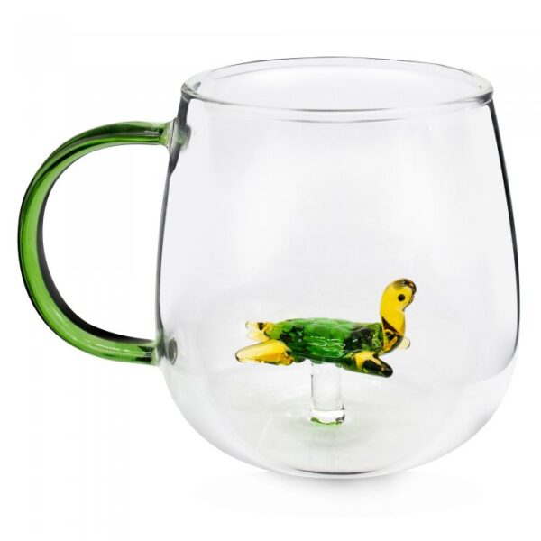 Taza de Vidrio 350 mL 3D Tortuga Verde