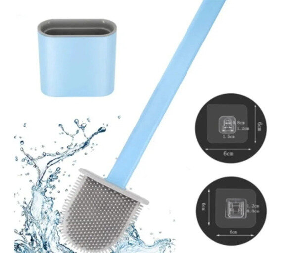 Escobilla De Baño Cepillo Punta Flexible Silicona Celeste