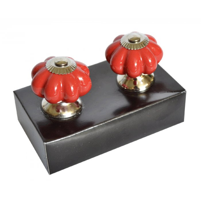 Tiradores De Cerámica X2 Manija Cajones Muebles Perilla Calabaza Roja