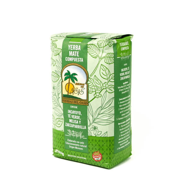 Yerba Mate Organica 500gr Compuesta Incayuyo, Te Verde, Melisa y Zarzaparrilla
