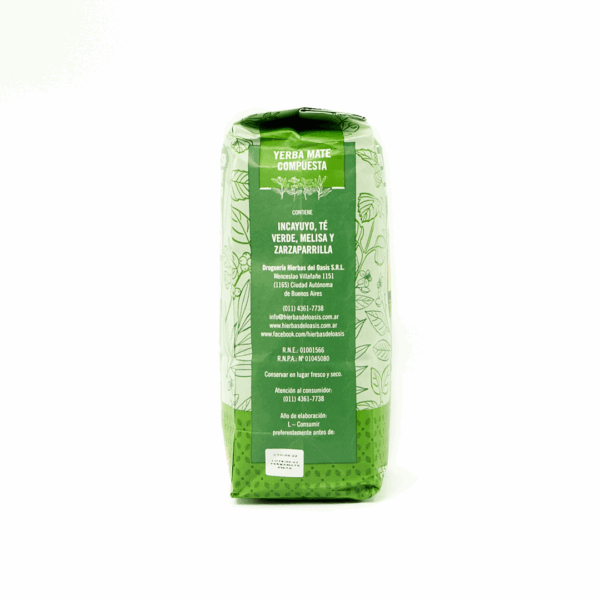Yerba Mate Organica 500gr Compuesta Incayuyo, Te Verde, Melisa y Zarzaparrilla - Image 2