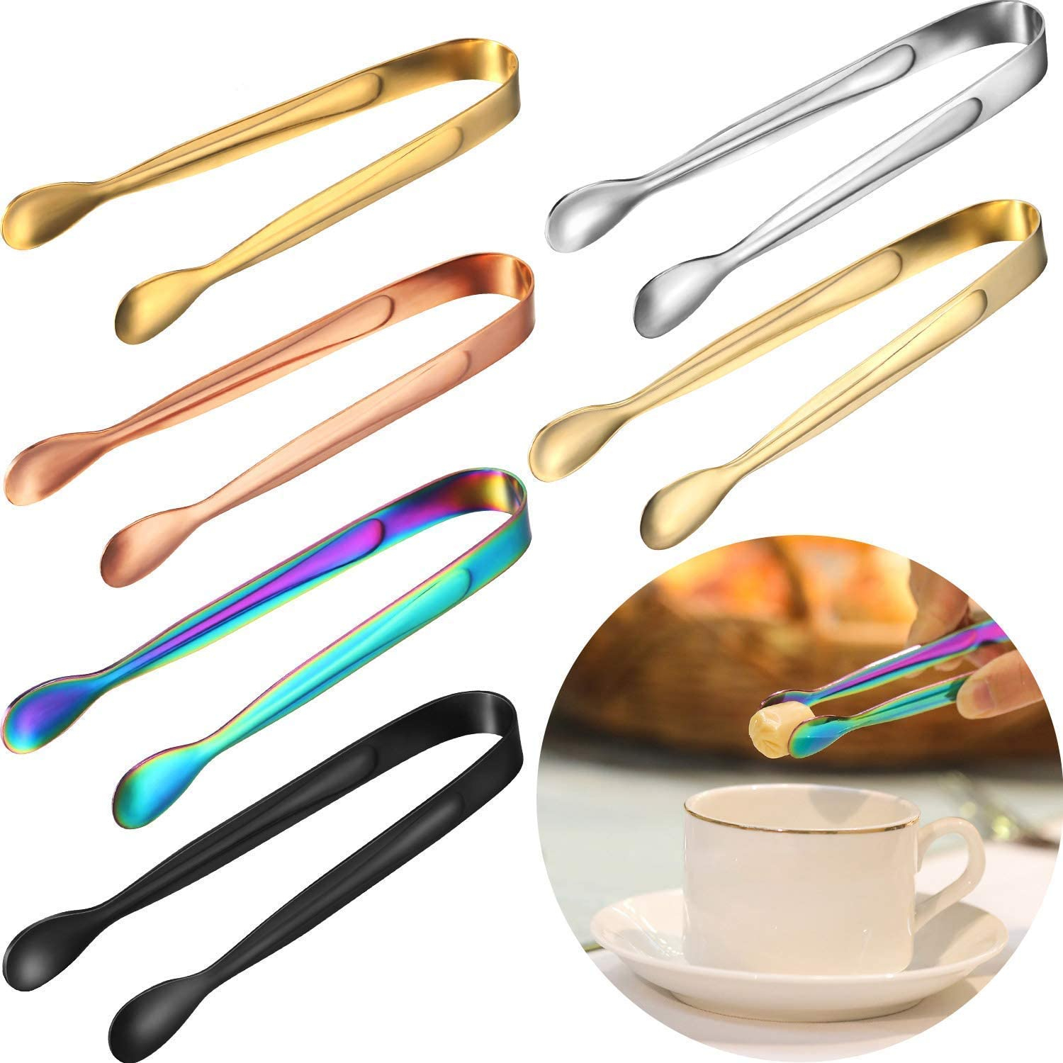 Pinzas Metalicas Acero Inoxidable Cocina x6 Colores Surtidos