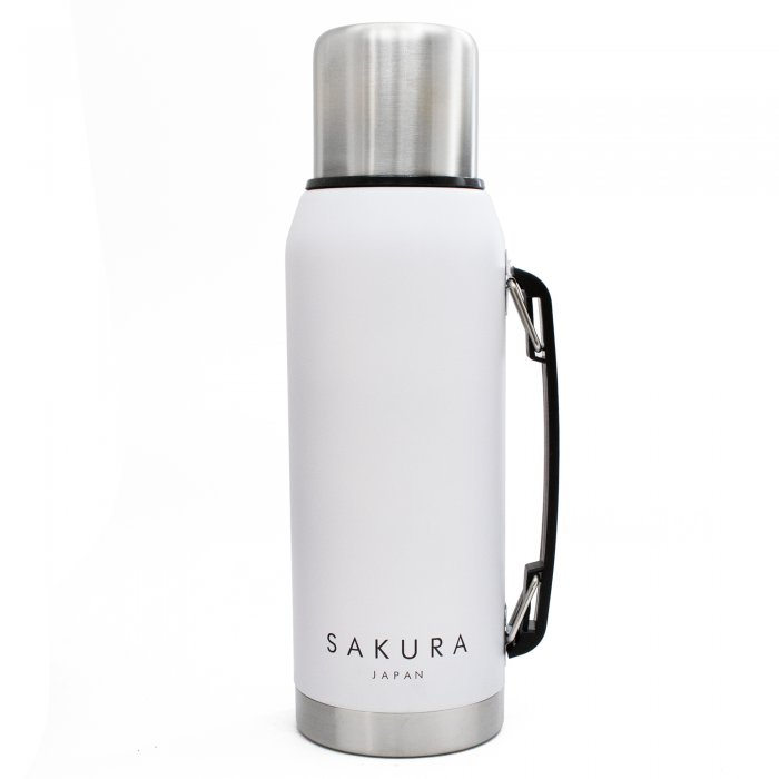 Termo Acero Inoxidable Premium 1 Litro Sakura Blanco