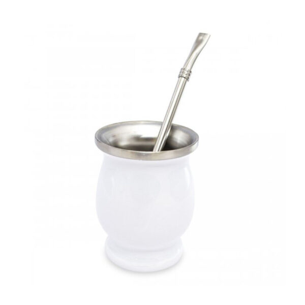 Mate Térmico De Acero Inoxidable Con Bombilla Blanco