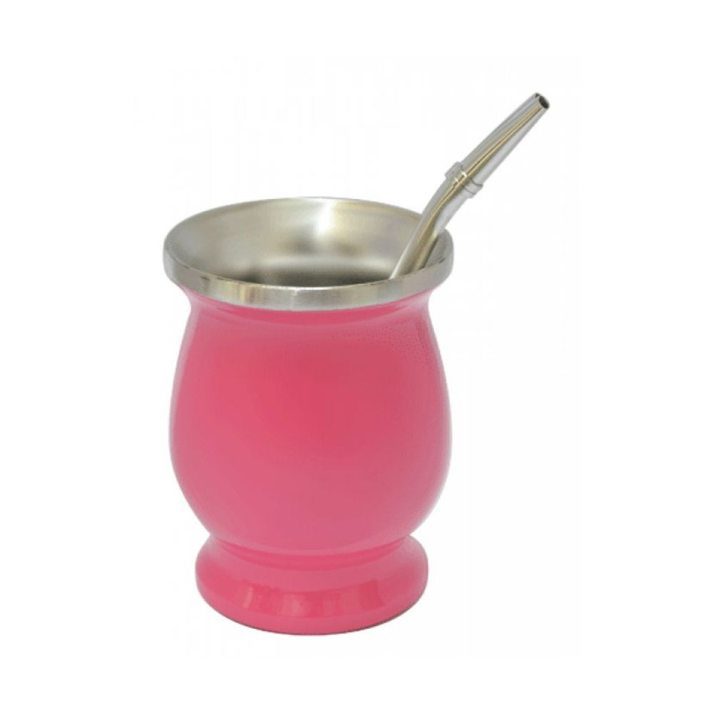 Mate Térmico De Acero Inoxidable Con Bombilla Rosa