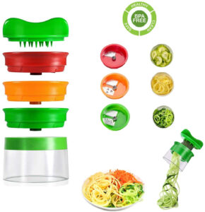 Rallador En Espiral De Mano 5 Piezas 3 Cortes Pasta Verdura