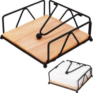 Servilletero Porta Servilletas Metalico Cuisine con Base de Madera