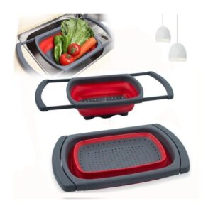 Colador Extensible Plegable de Silicona Rojo