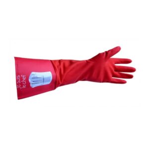Guantes De Latex Largos Con Tela Protectora Lona Rojo Chef