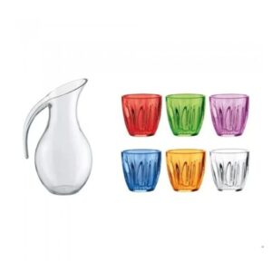 Jarra + 6 Vasos de Colores Acrilico Guzzini Aqua