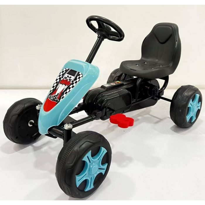 Auto Infantil Karting a Pedal 4 Ruedas Desmontable Color Celeste