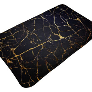 Alfombra de Baño 60 cm x 40 cm Modelo Grieta Negro y Dorado