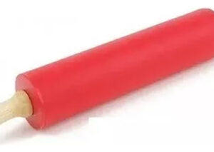 Rodillo Palo De Amasar Silicona Giratorio Mango Madera Rojo