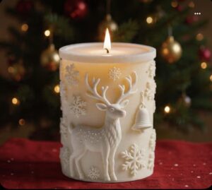 Vela Aromatica Decorativa Cera De Soja Reno Navideño Natural Aroma Vainilla