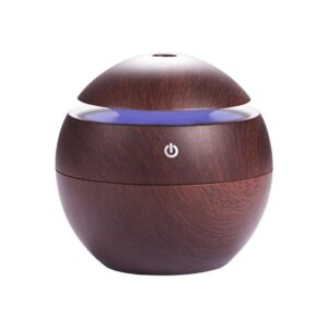 Humidificador Vaporizador Aromatizador Redondo USB Color Madera Oscuro