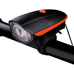 Luz Bicicleta Delantera con Bocina Recarga USB Negro y Naranja