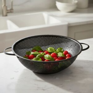 Colador con Agarraderas 25 cm Acero Inoxidable Negro