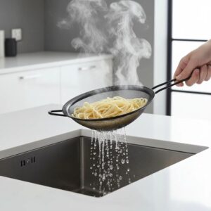 Colador con Manija 26 cm Acero Inoxidable Negro