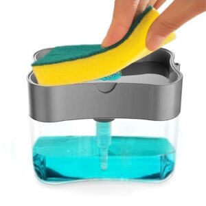 Dispenser de Jabon Liquido Detergente con Porta Esponja + Esponja