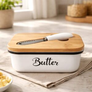 Mantequera Nordica Metal Enlozado + Cuchillo Manteca